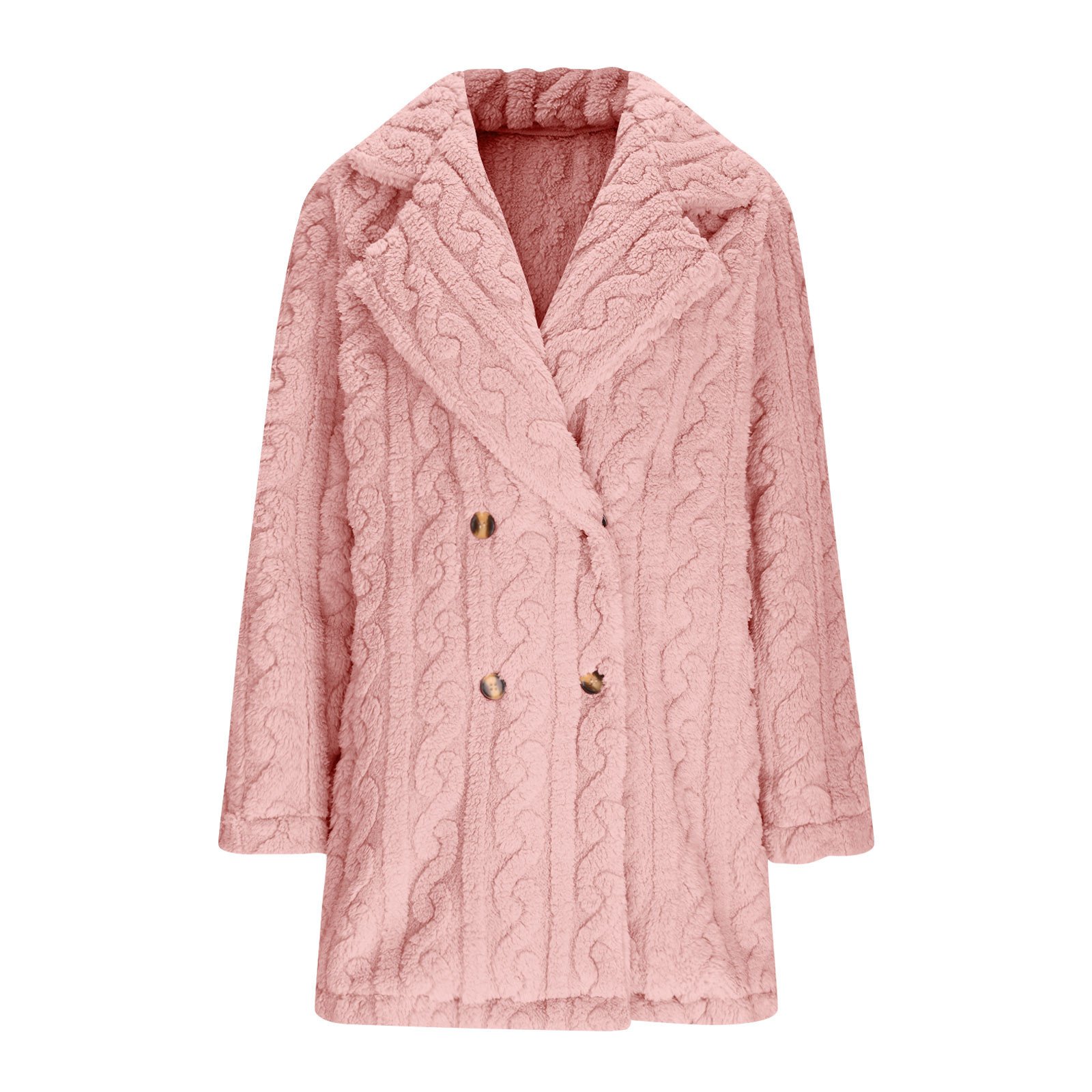 Lapel Collar Casual Loose Plain Teddy Jacket