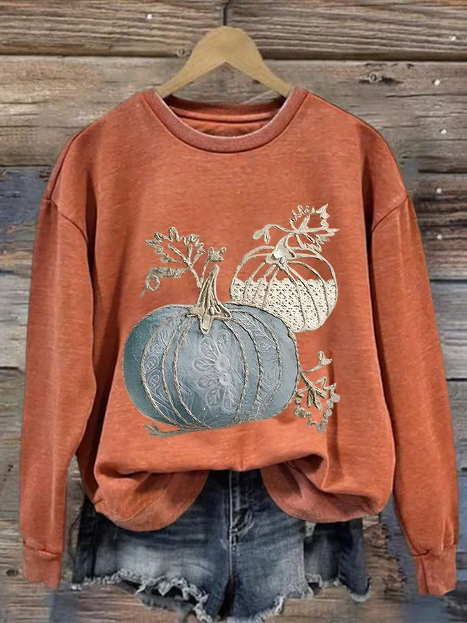 Crew Neck Halloween Printing Casual Sweatshirt