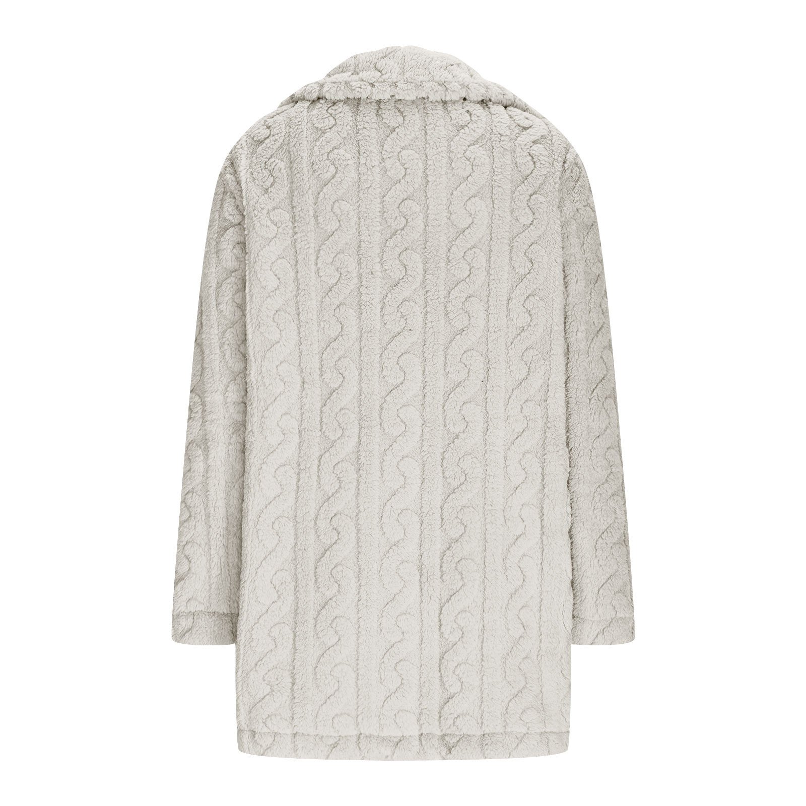 Lapel Collar Casual Loose Plain Teddy Jacket