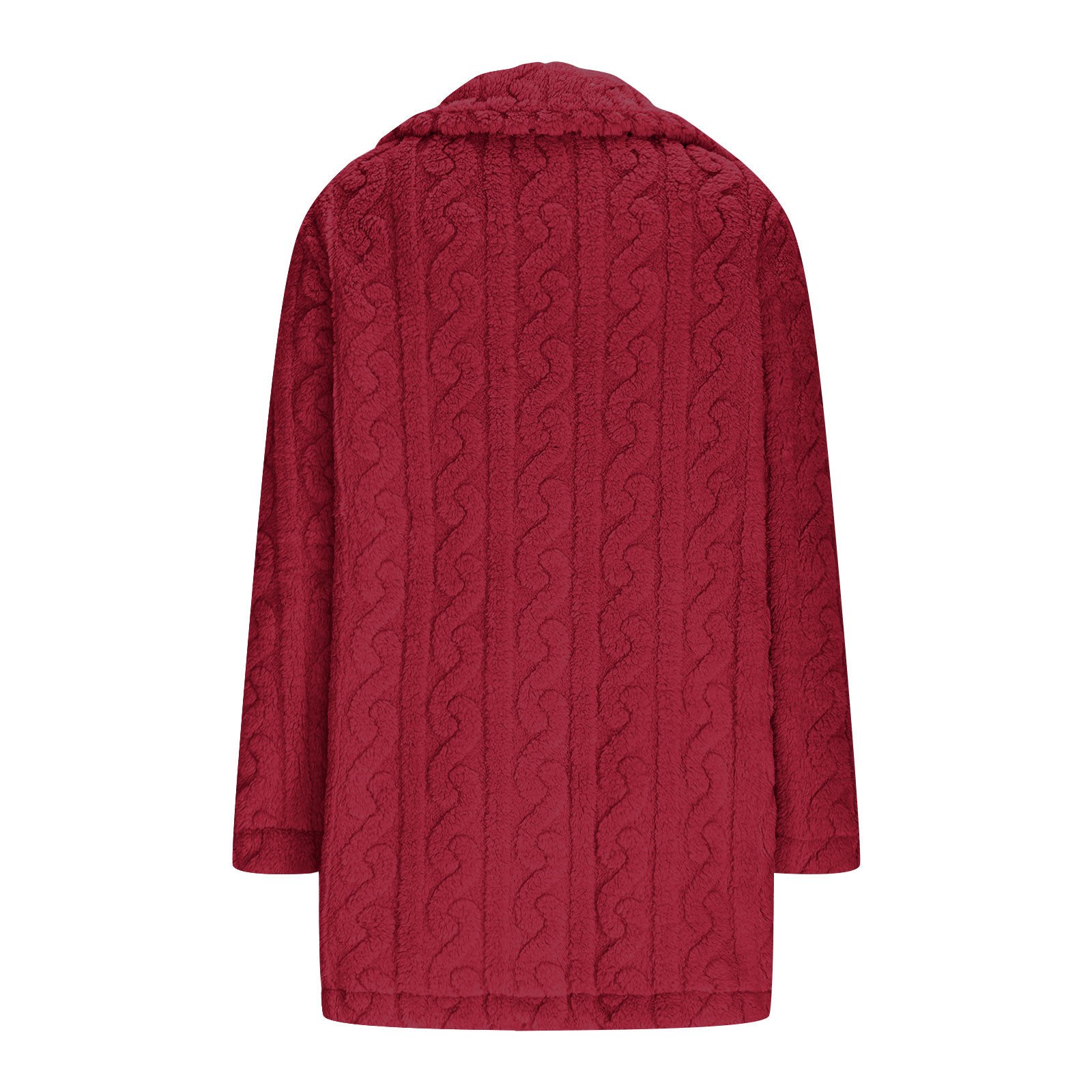 Lapel Collar Casual Loose Plain Teddy Jacket