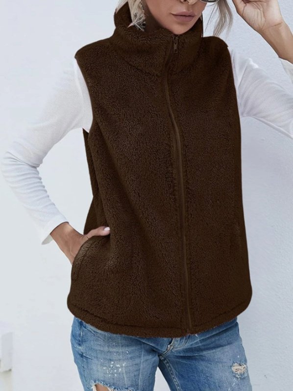 Wool Regular Fit Mock Neck Basic Vest
