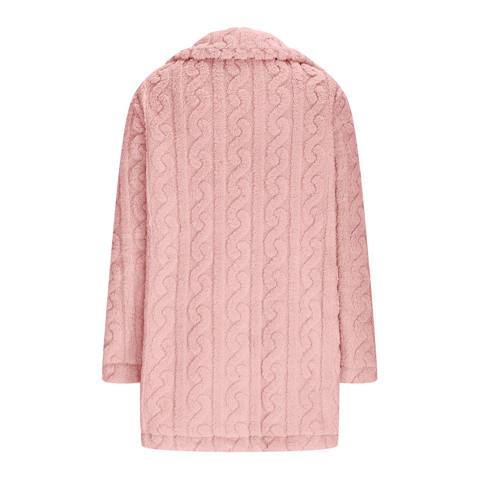 Lapel Collar Casual Loose Plain Teddy Jacket