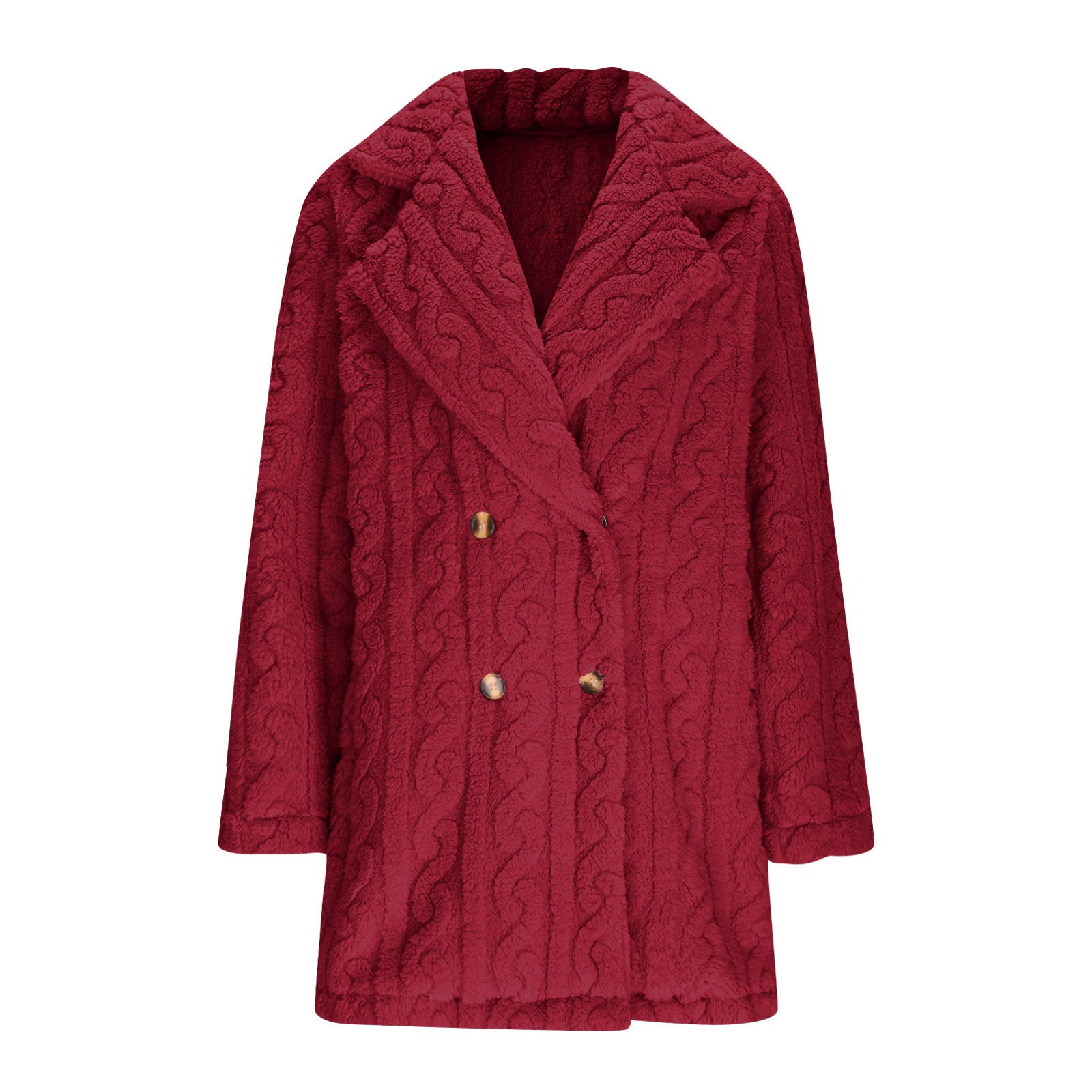 Lapel Collar Casual Loose Plain Teddy Jacket