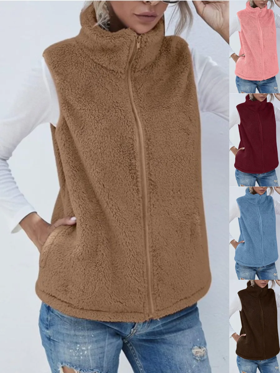 Wool Regular Fit Mock Neck Basic Vest