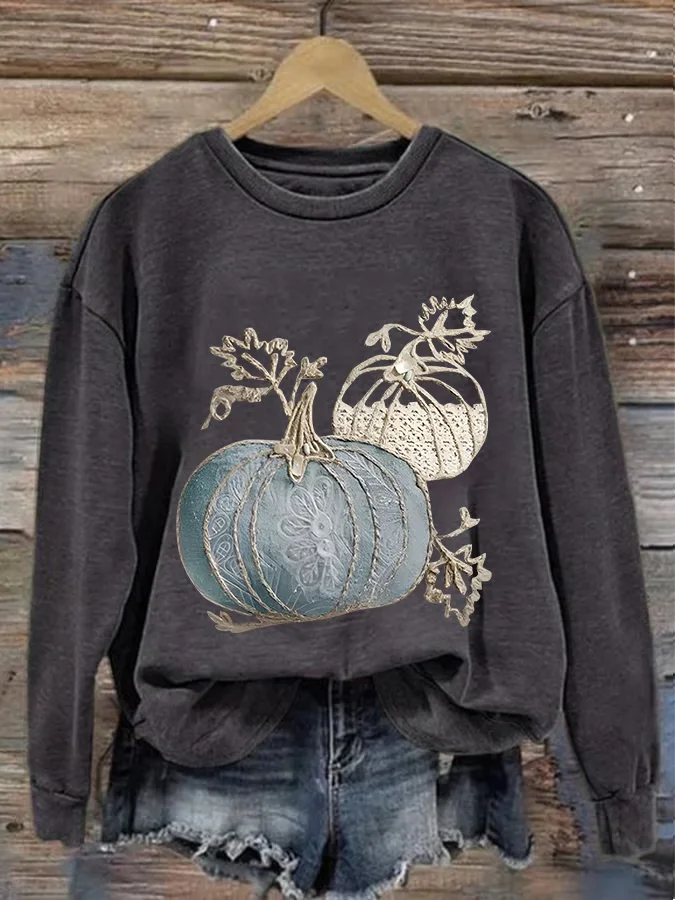 Crew Neck Halloween Printing Casual Sweatshirt