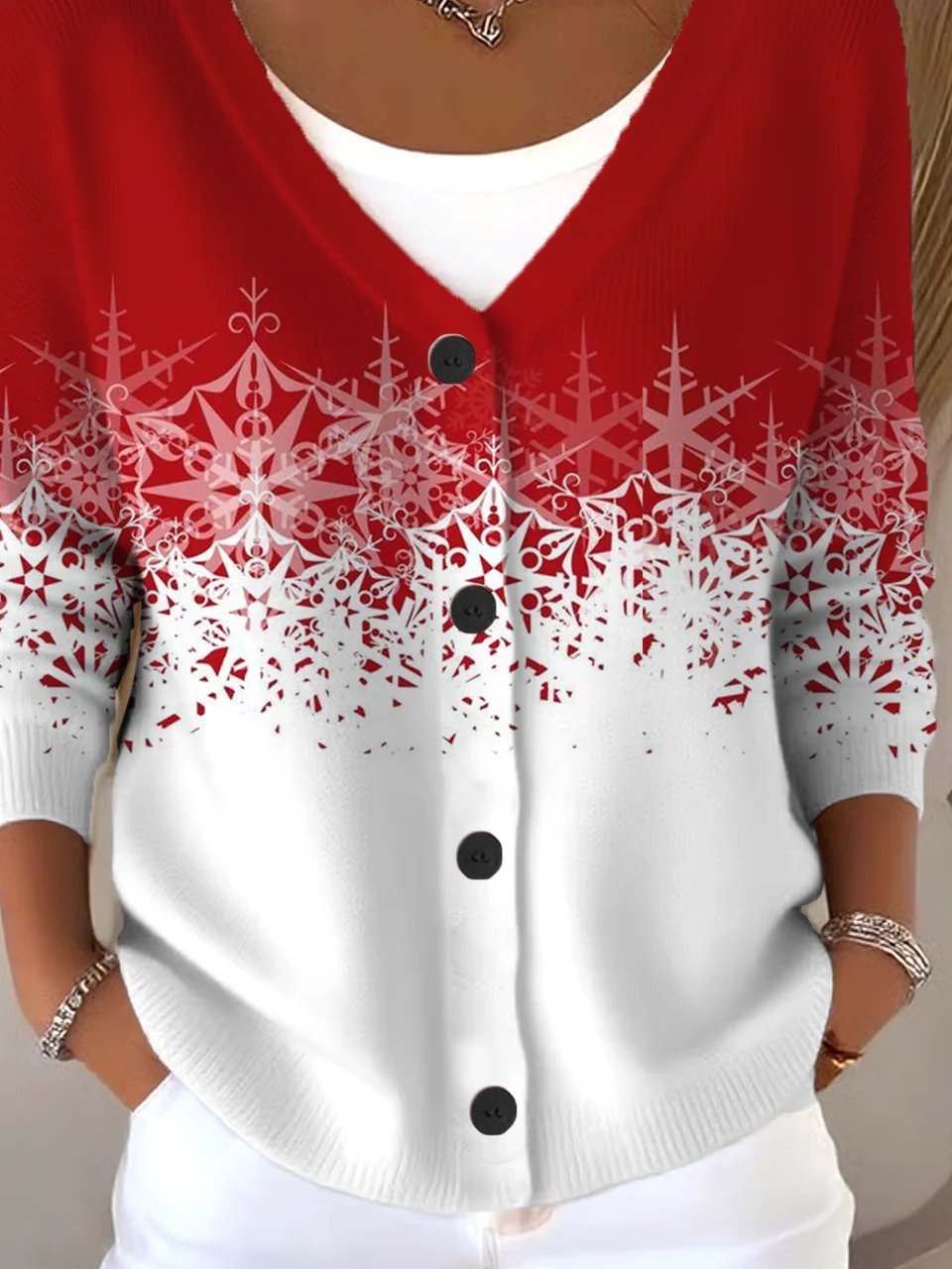 Loose Christmas V Neck Casual Cardigan