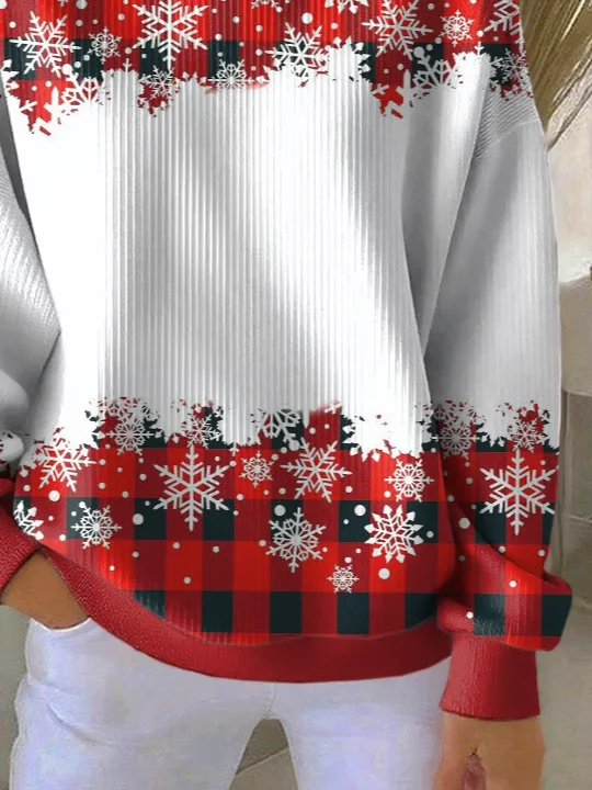 Women's Christmas Print Casual Crew Neck Sweatshirt
