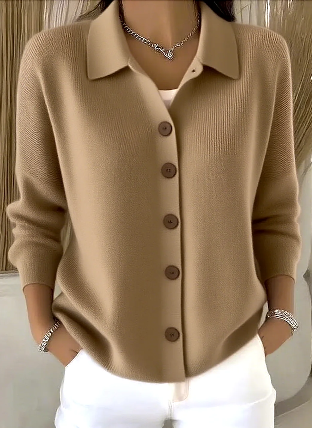 Plain Casual Regular Fit Cardigan