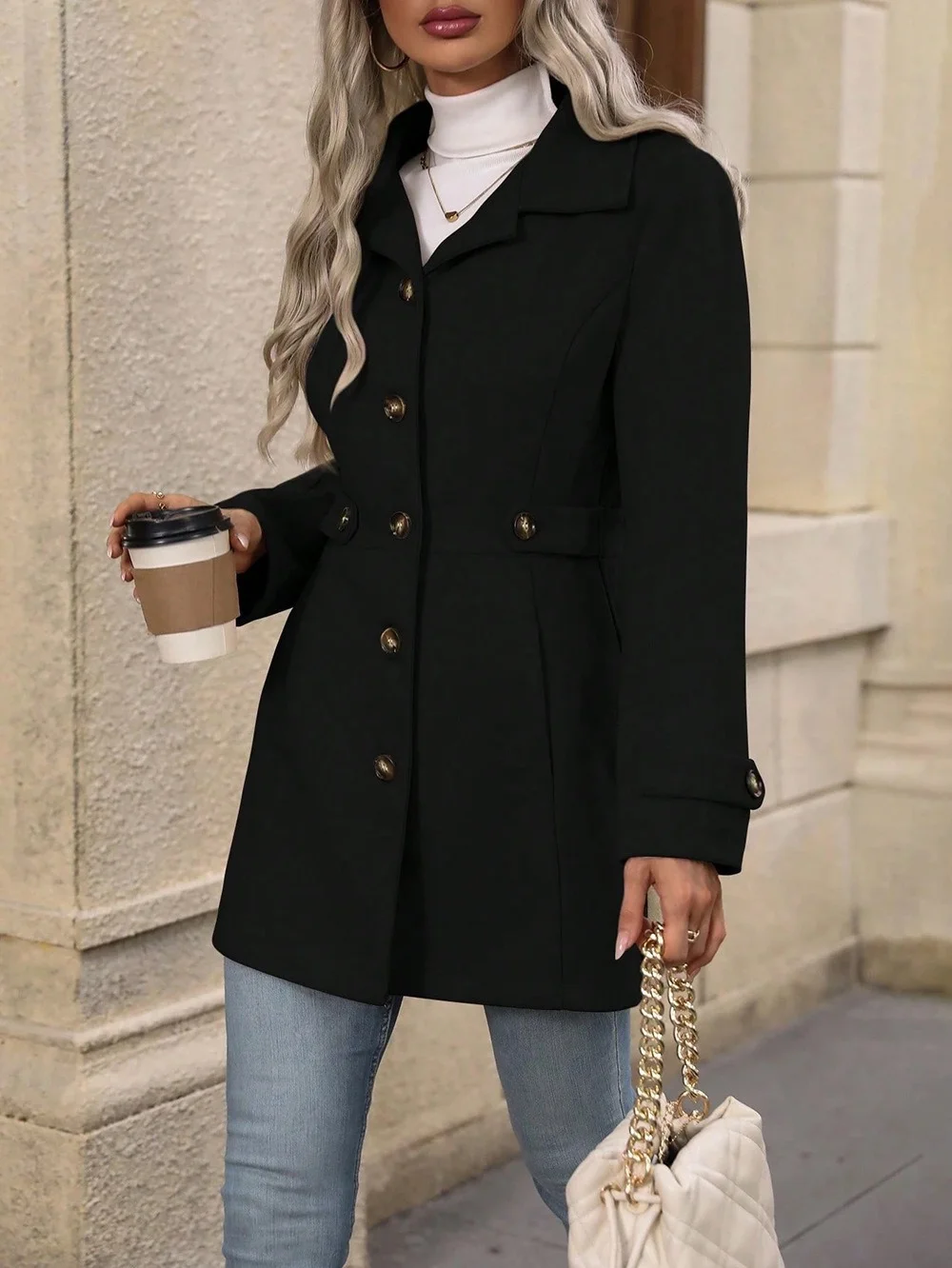 Shawl Collar Plain Regular Fit Casual Jacket