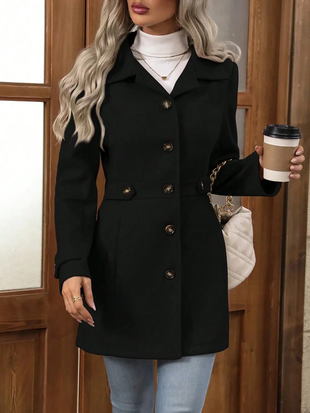 Shawl Collar Plain Regular Fit Casual Jacket