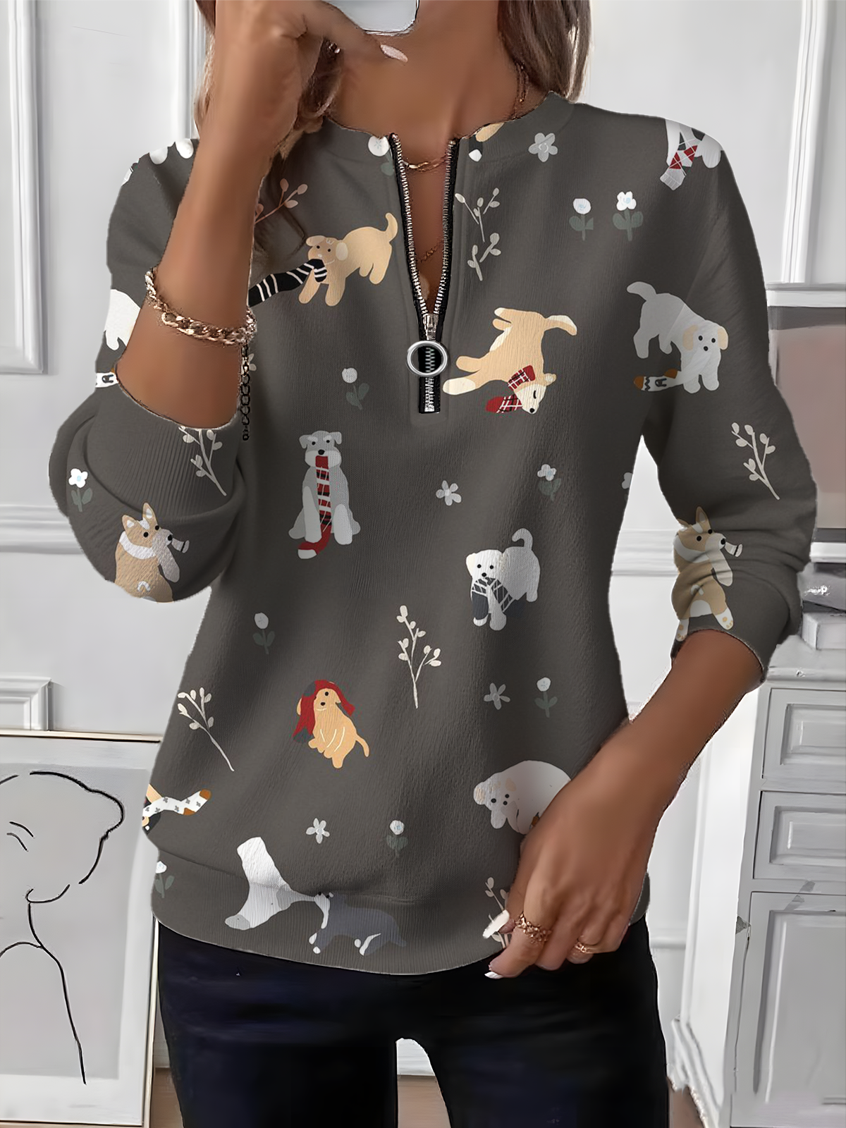 Loose Vintage Crew Neck Sweatshirt