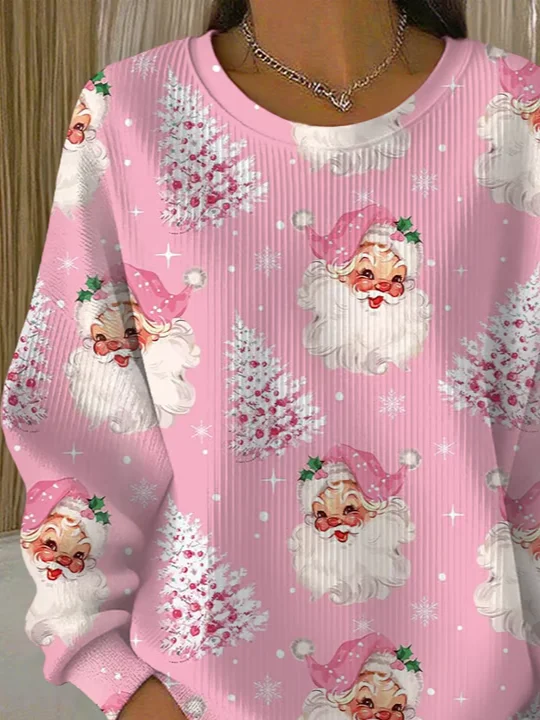 Casual Crew Neck Christmas Sweatshirt