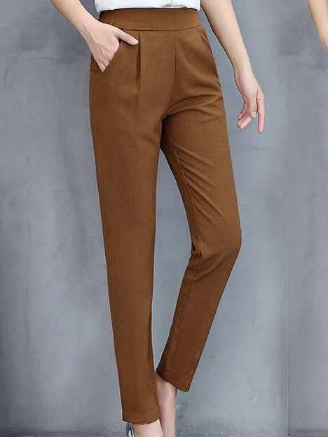 Plain Pockets Casual Pants