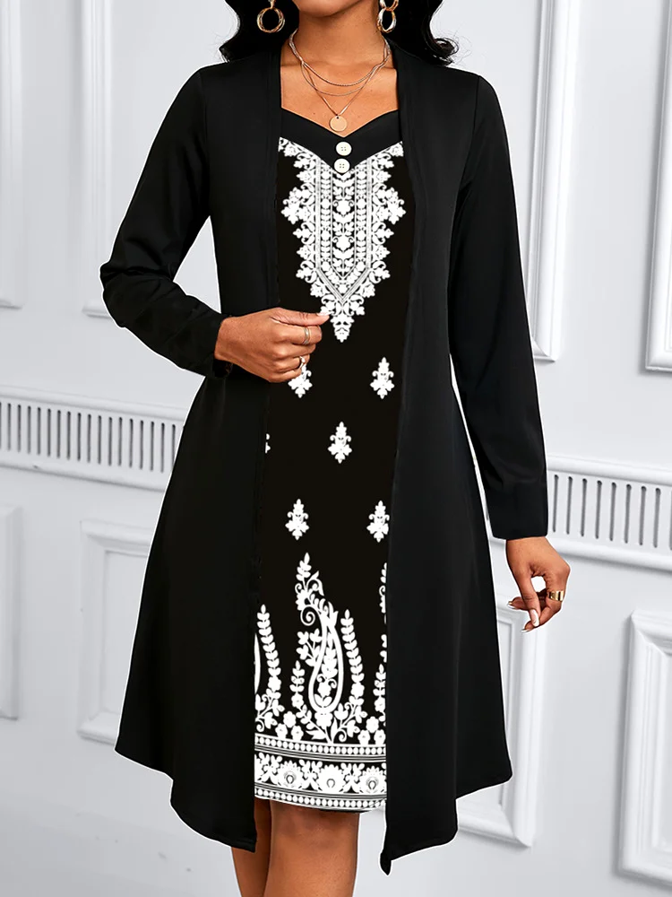 Floral Casual Cotton Dress With No