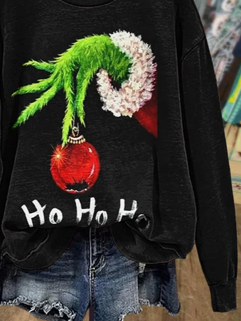 Crew Neck Casual Christmas Sweatshirt