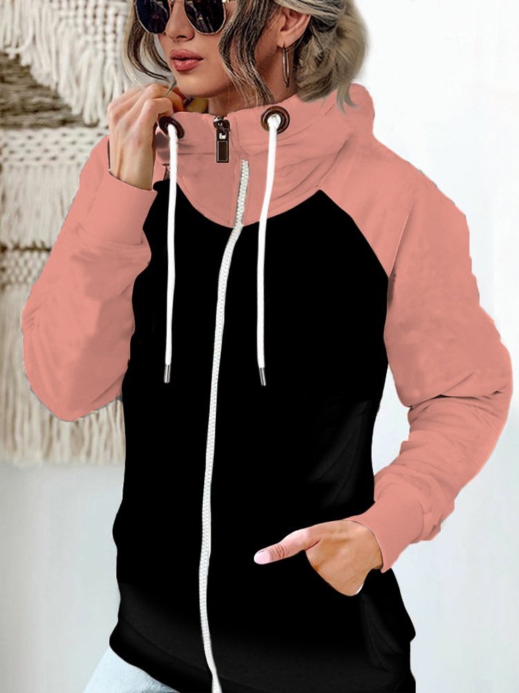 Casual Regular Fit Plain Thickened Fleece Loose Sweatshirt Jacket