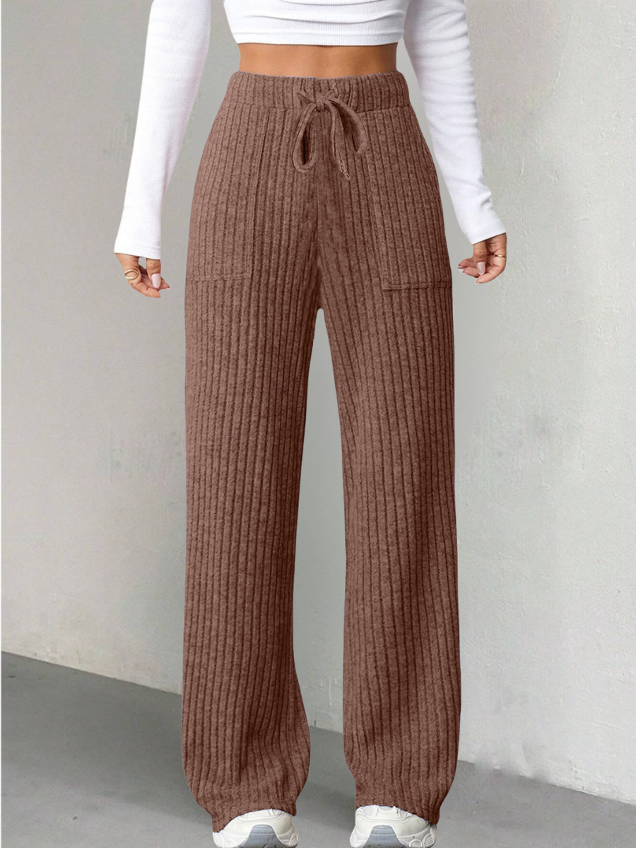 Women's  Elastic Waist H-Line Wide Leg Pants Daily Going Out Pants Blue Casual Split Joint Plain Spring/Fall Pants