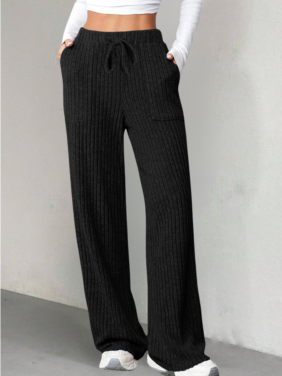 Women's  Elastic Waist H-Line Wide Leg Pants Daily Going Out Pants Blue Casual Split Joint Plain Spring/Fall Pants