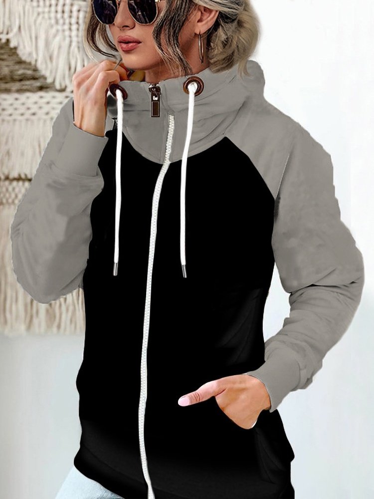 Casual Regular Fit Plain Thickened Fleece Loose Sweatshirt Jacket