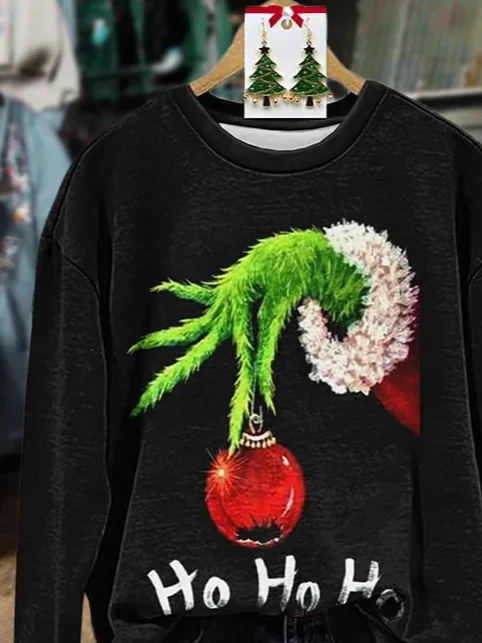 Crew Neck Casual Christmas Sweatshirt