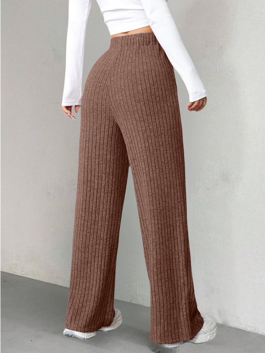 Women's  Elastic Waist H-Line Wide Leg Pants Daily Going Out Pants Blue Casual Split Joint Plain Spring/Fall Pants