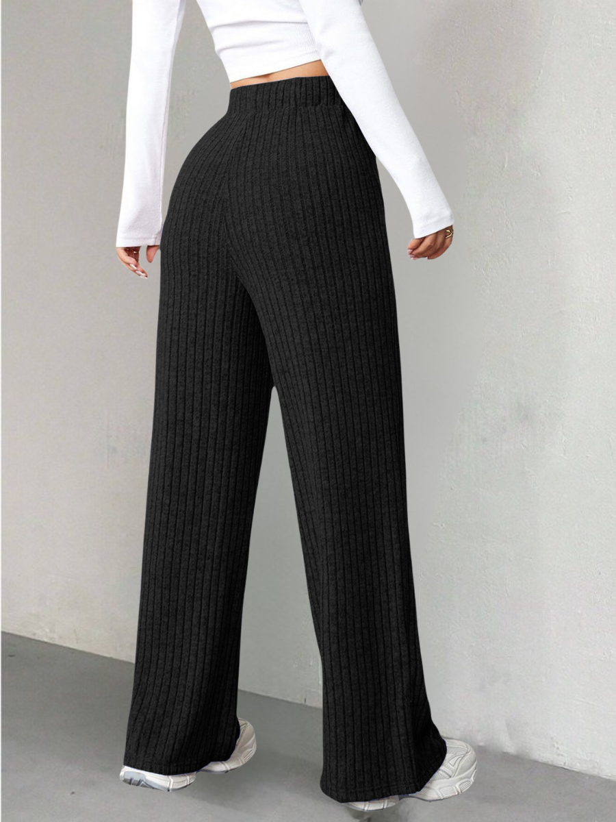 Women's  Elastic Waist H-Line Wide Leg Pants Daily Going Out Pants Blue Casual Split Joint Plain Spring/Fall Pants