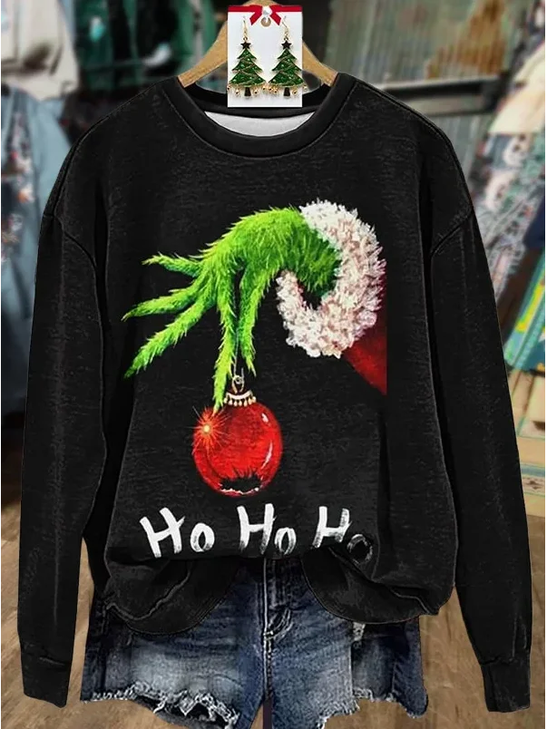 Crew Neck Casual Christmas Sweatshirt