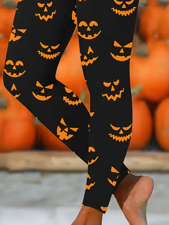 Printing Jersey Halloween Casual Leggings