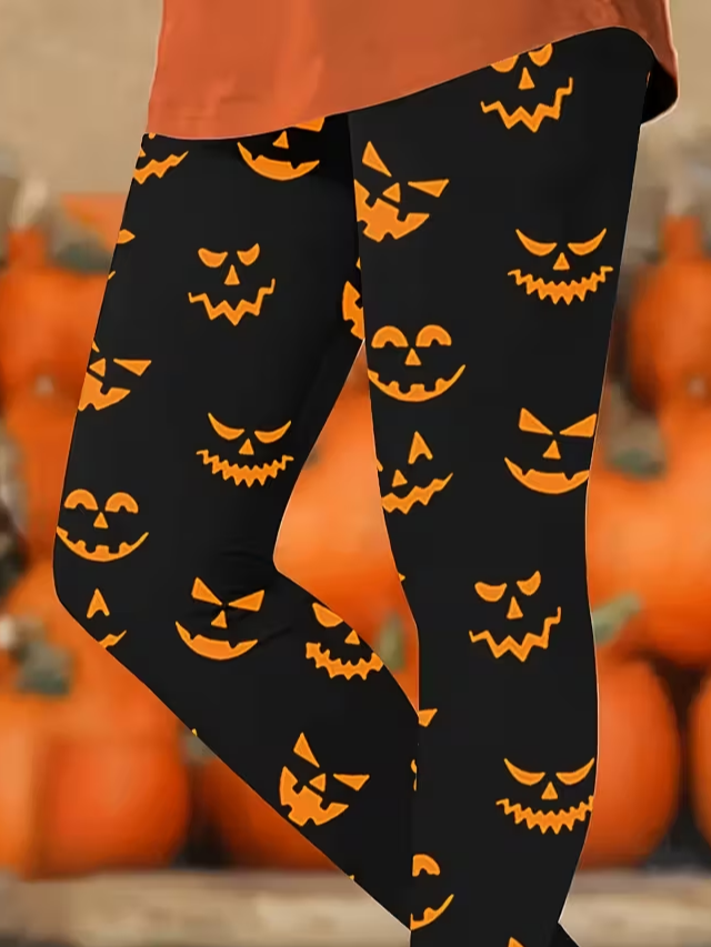 Printing Jersey Halloween Casual Leggings