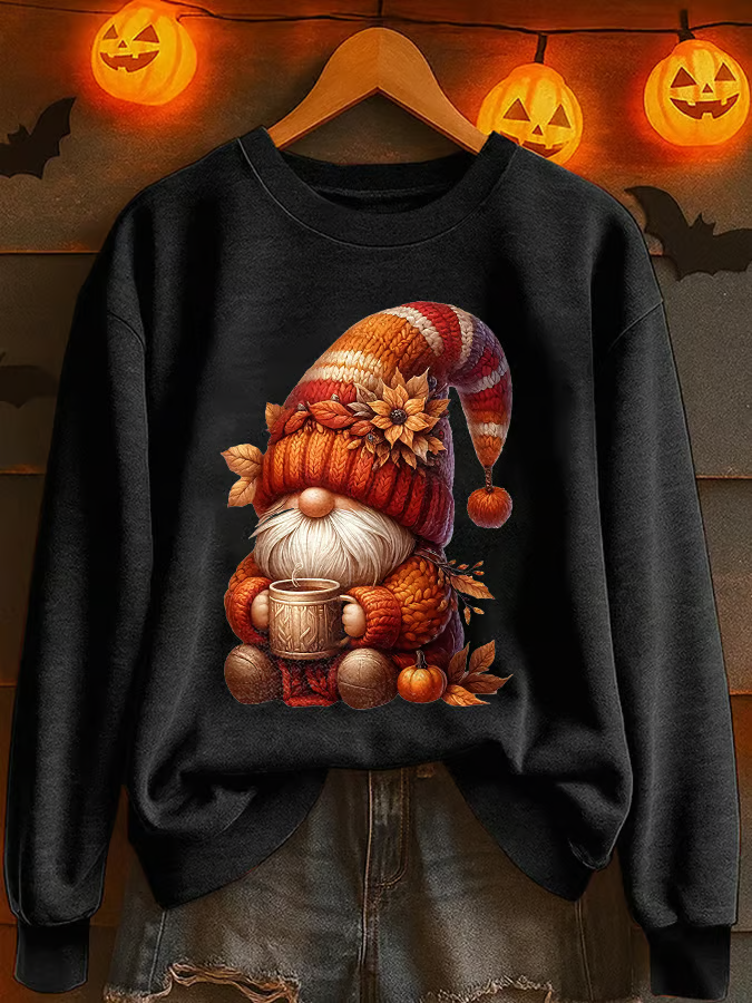 Women's Autumn Fall Print Casual Crew Neck Sweatshirt