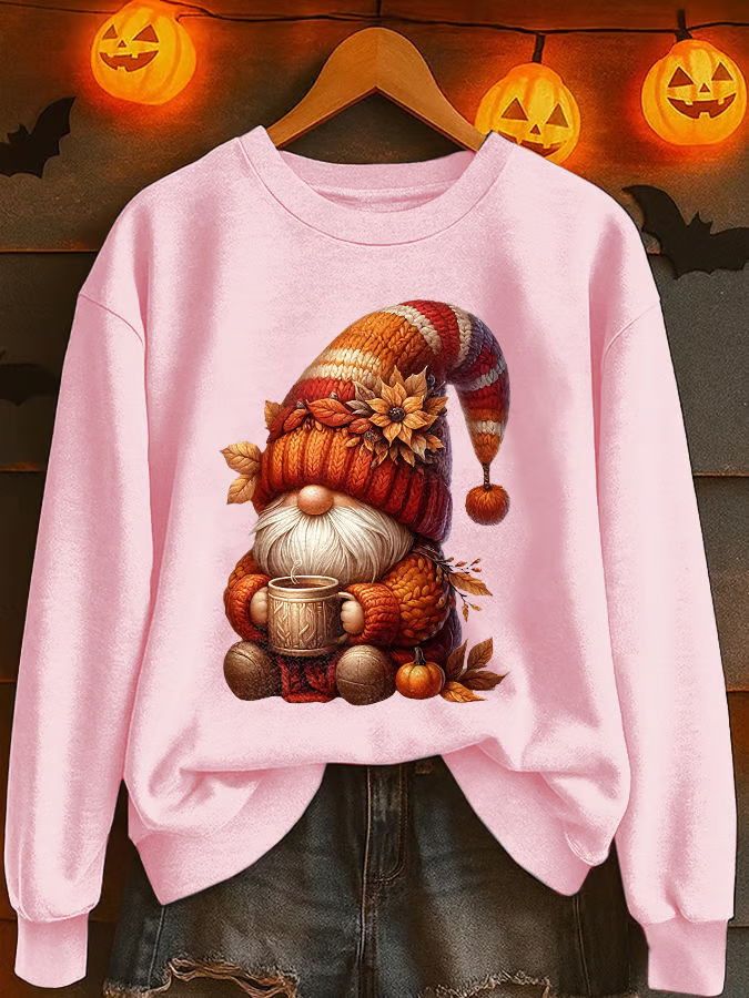 Women's Autumn Fall Print Casual Crew Neck Sweatshirt