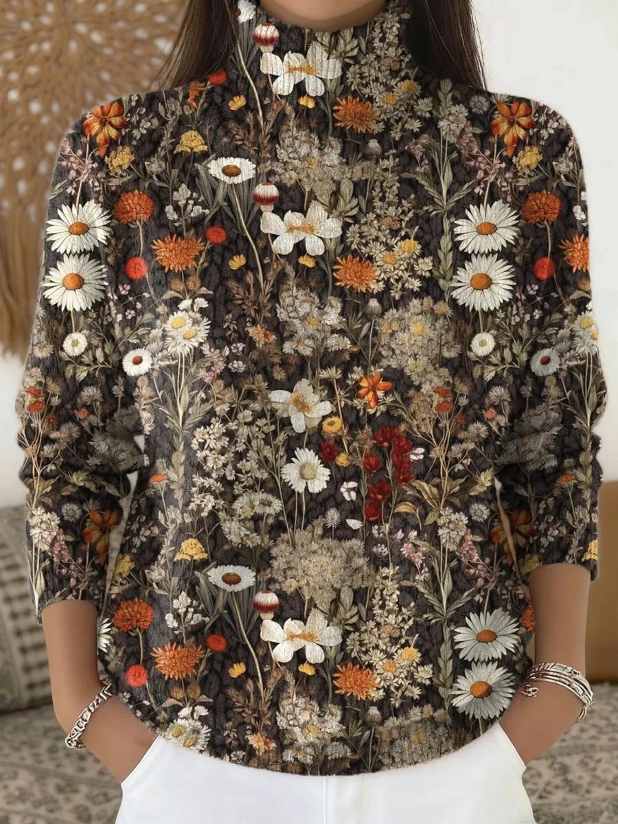 Turtleneck Loose Snowflake Vintage Sweater