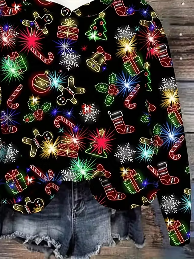 Women's Christmas Print Casual Hoodie