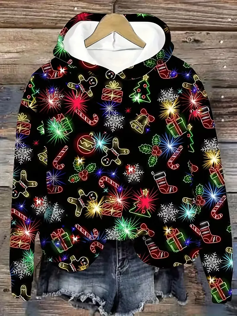 Women's Christmas Print Casual Hoodie