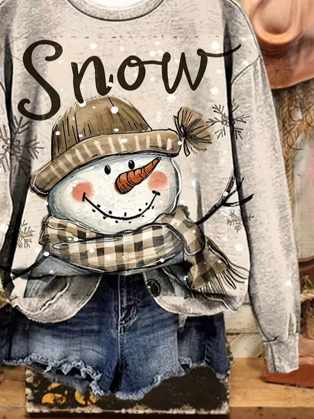 Casual Loose Printing Christmas Sweatshirt