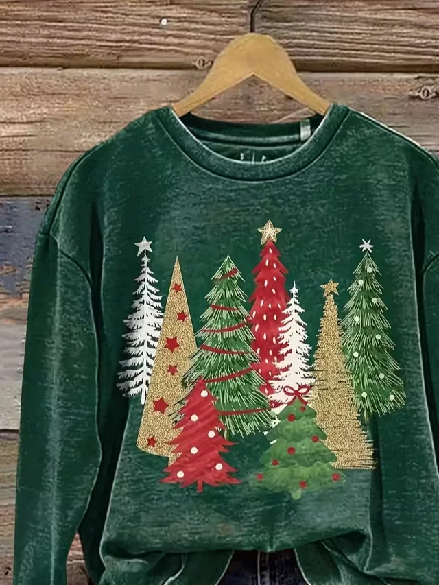 Casual Printing Christmas Loose Sweatshirt