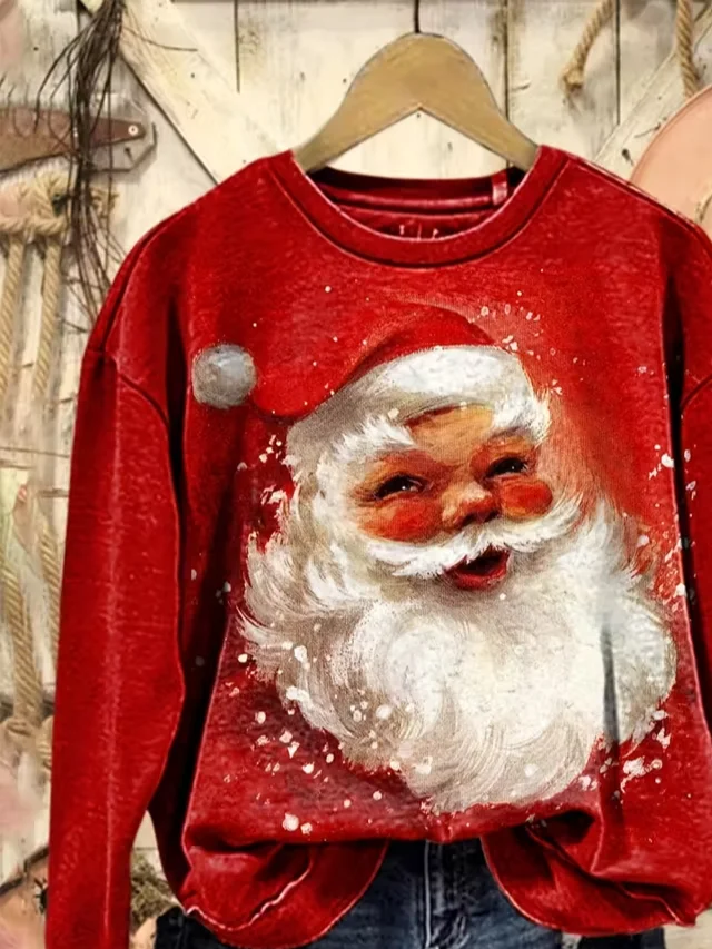 Printing Casual Christmas Crew Neck Sweatshirt