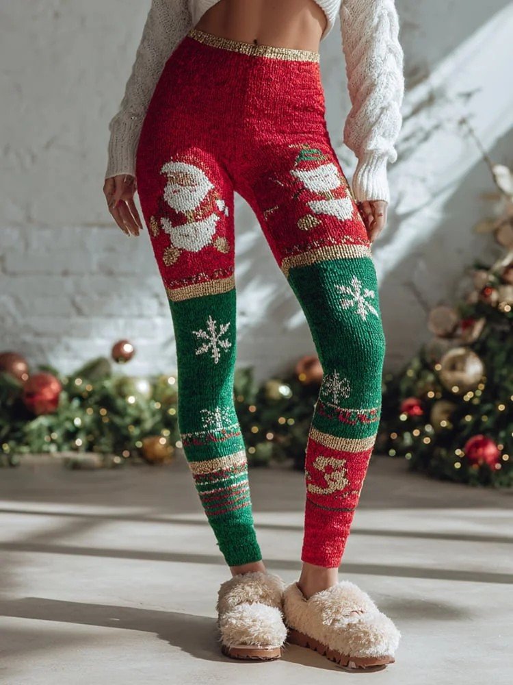 Women's Home Wear Christmas Party Slim Fit Knitted Warm And Comfortable Leggings