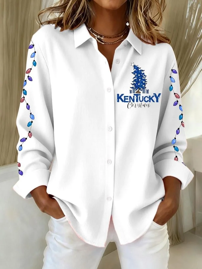 Loose Christmas Casual Shawl Collar Shirt