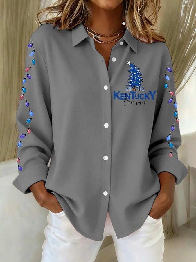 Loose Christmas Casual Shawl Collar Shirt