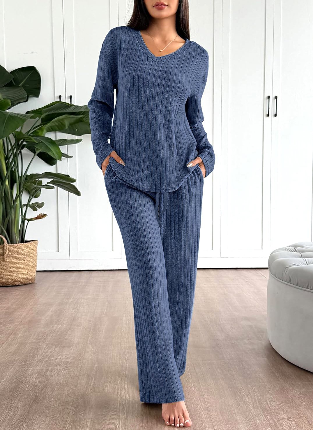 Plain Simple Cotton Two-Piece Set