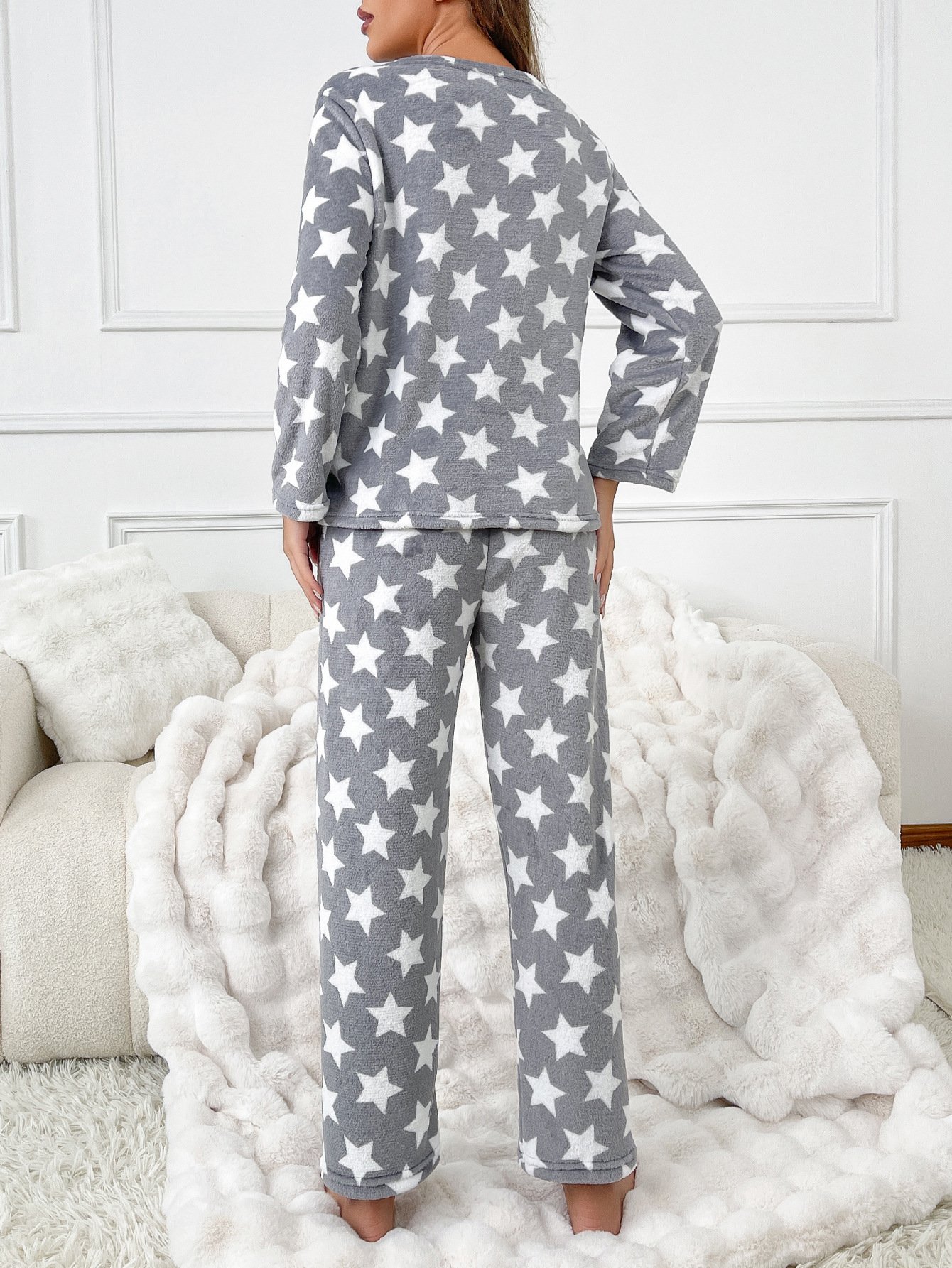 Casual Cotton Geometric Two-Piece Set