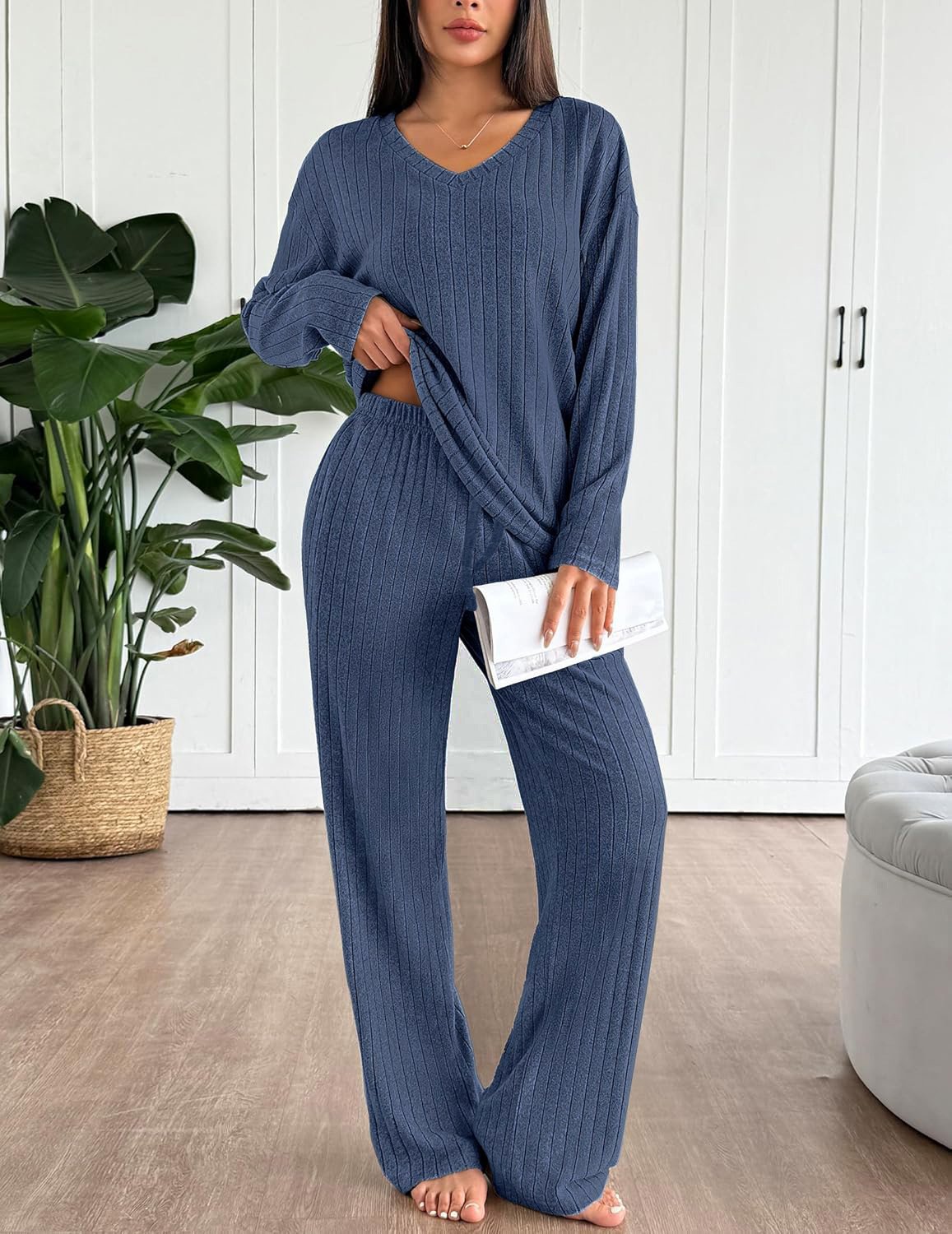 Plain Simple Cotton Two-Piece Set