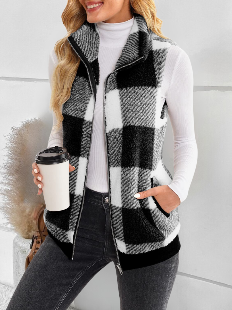 Polyester Cotton Stand Collar Elegant Vest