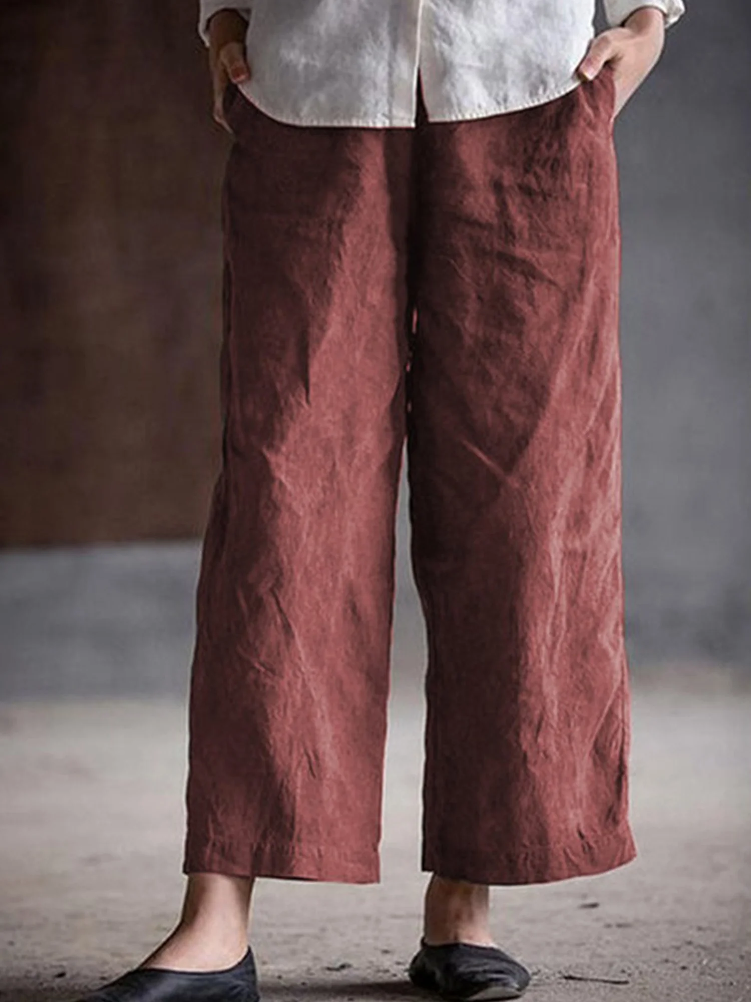 Casual Plain Straight Pants