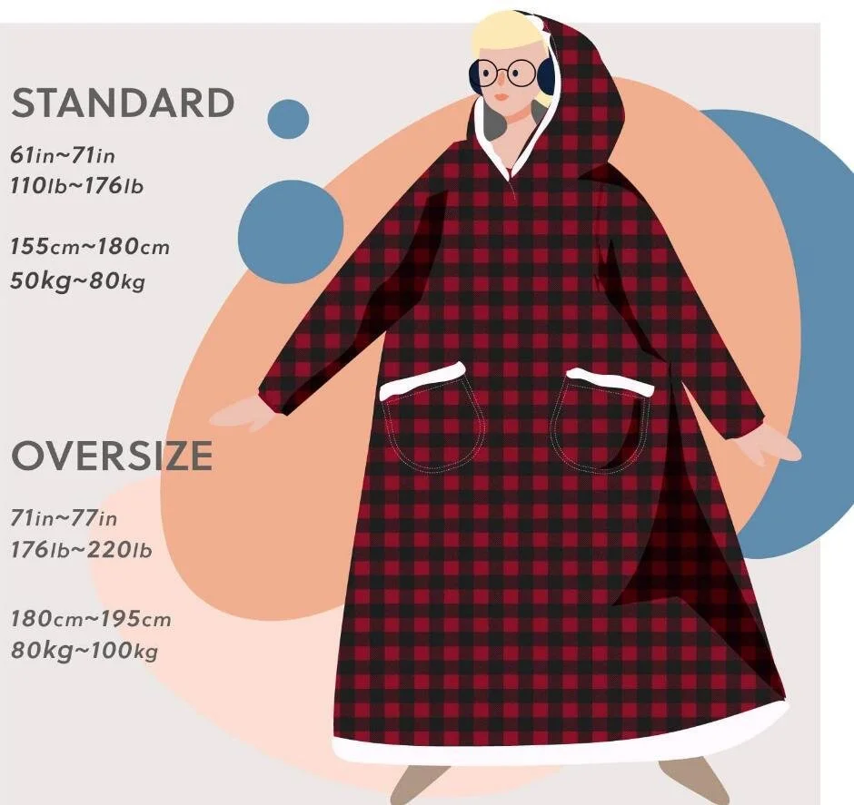 Home Clothes Jacket Lazy Hooded Sweater Thickened Blanket Loose Pullover Wearable Blanket Couple Parent-Child Style