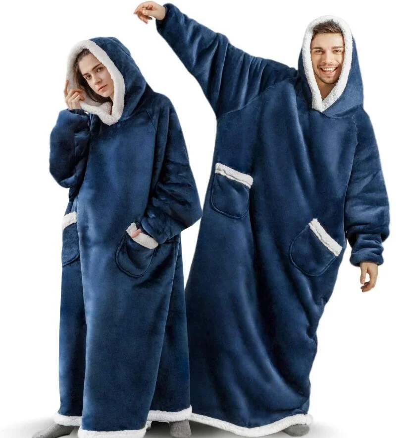 Home Clothes Jacket Lazy Hooded Sweater Thickened Blanket Loose Pullover Wearable Blanket Couple Parent-Child Style