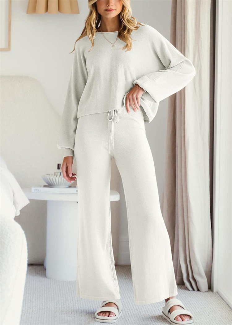 Casual Regular Fit Cotton Plain Two-Piece Set