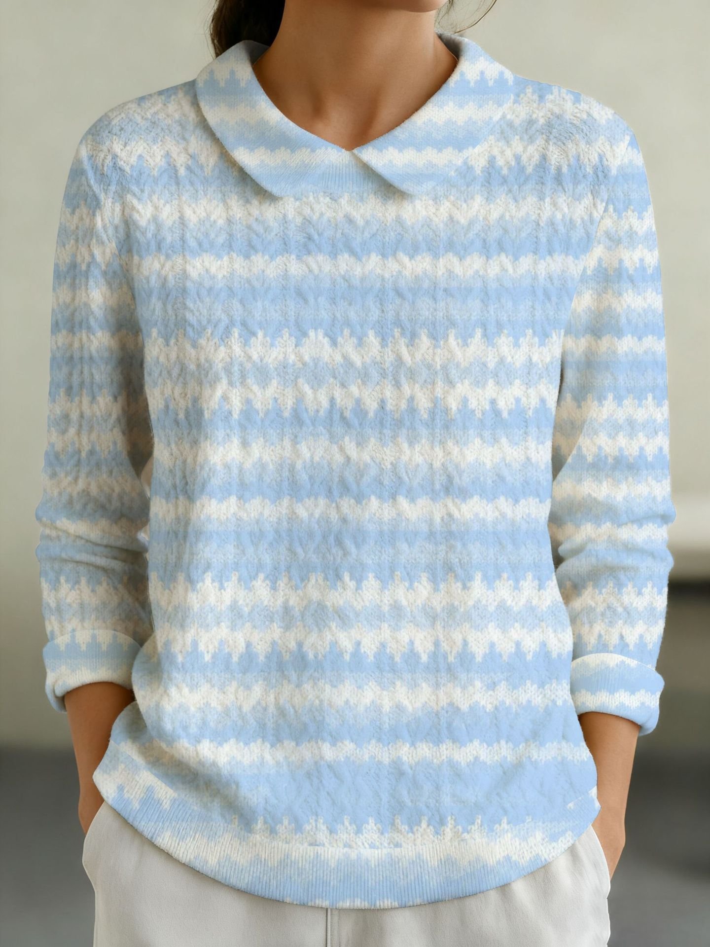 Regular Fit Cotton Shawl Collar Casual Sweater