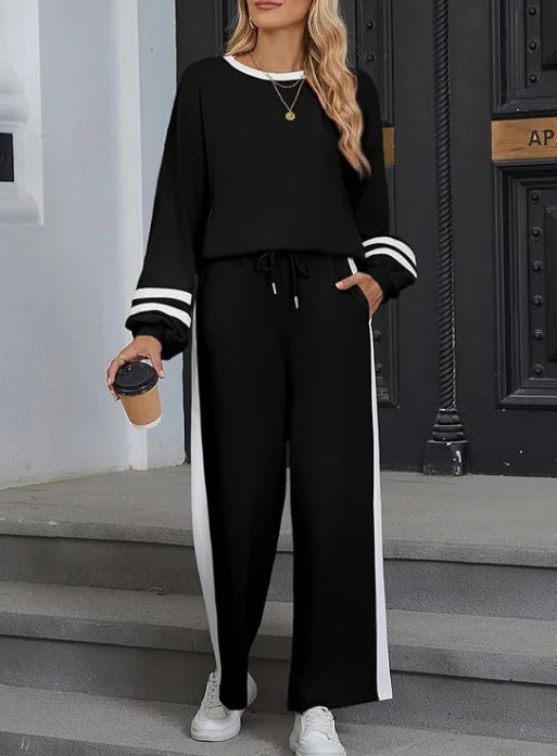 Cotton Casual Color Block Regular Fit Two-Piece Set